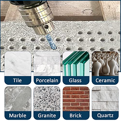 Diamond Hole Saw Kit Triangle Shank Diamond Core Drill Bit Set For Dry Drilling Porcelain Ceramic Tile Granite Marble, 6/6/10/25/35/38/45/65Mm+35Mm 5/8-11 Beveling Chamfer Bit Cone Tile Bit + Adapter #TOP4
