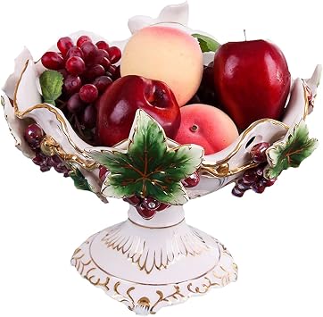 Candy Display Plates,Porcelain Fruit Bowl,Court Style Candy Nuts Plate Grape Decoration Storage Tray,High-End Snacks Compote Berry Fruit Basket Tray,