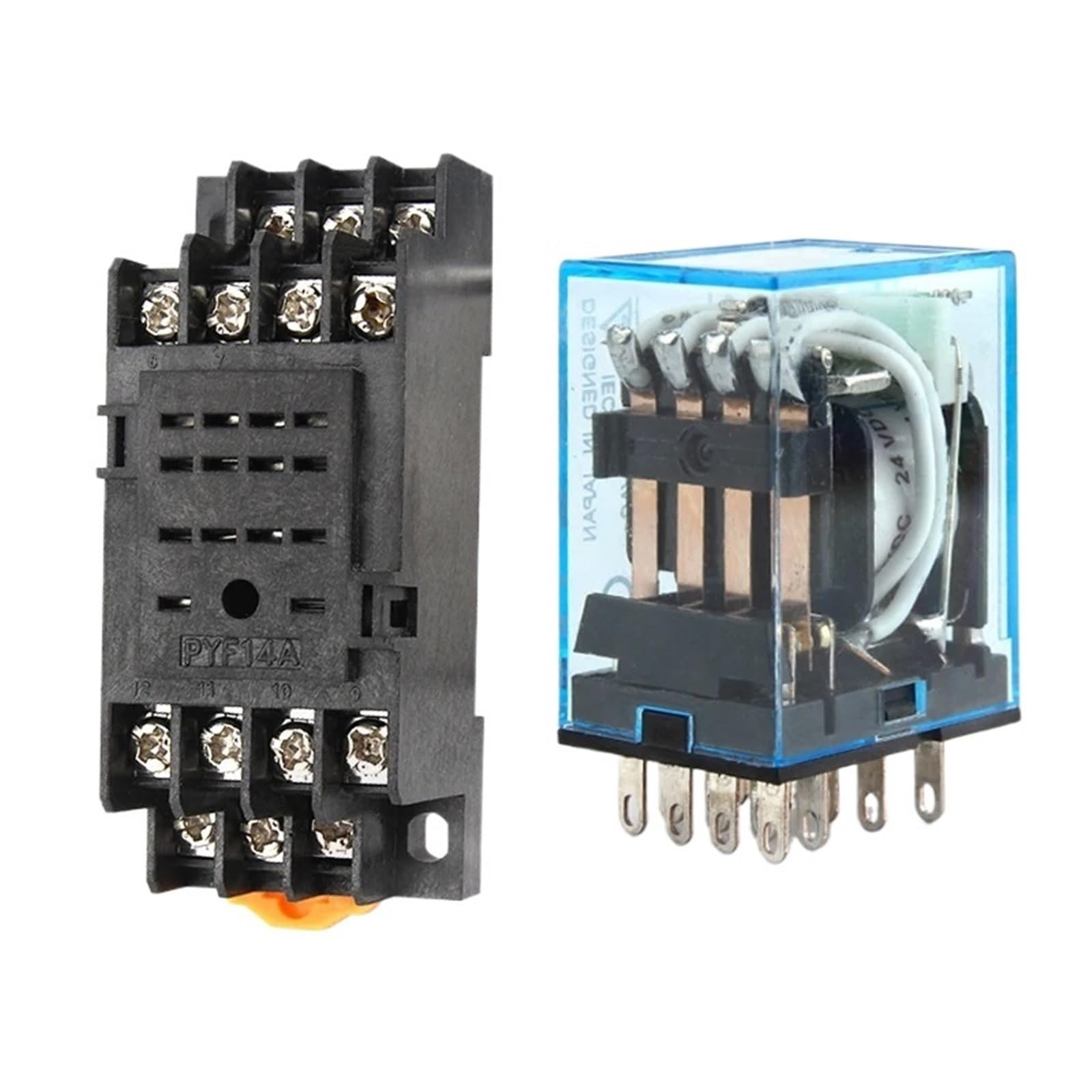 Relé intermedio HH54P MY4NJ Micro pequeño relé electromagnético AC/DC 12V 24V AC110V 220V 380V con base de enchufe de 14 pines PYF14A(AC 110V)
