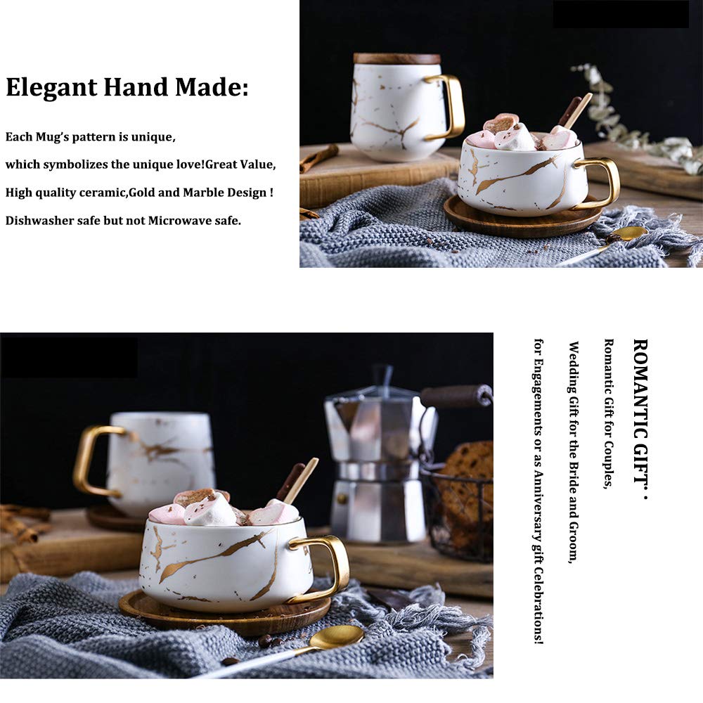 VETIN Set Di 2 Tazze Da Caffè In Vetro Con Piattino In Legno - 170 Ml, Per Espresso E Cappuccino, Bianco Trasparente - 2