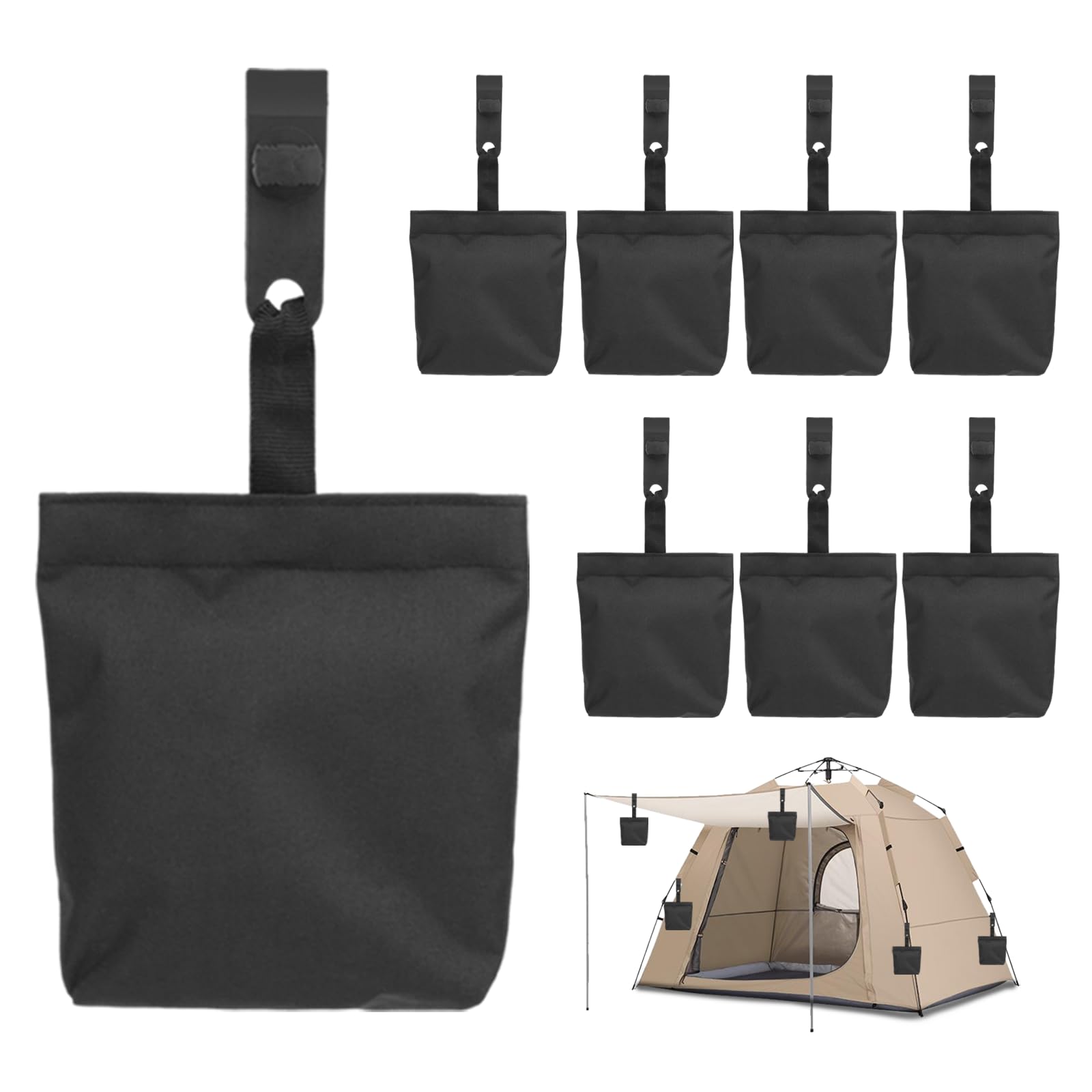 IIRC Lot de 8 sacs de sable pour tonnelle - Petit sac de sable lesté avec accessoires de fixation - Sacs de sable pour lestage pour tonnelle, tente, rideaux extérieurs