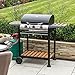 George Foreman 3 Burner Gas BBQ with Automatic Ignition & Integrated Thermometer, Black, Gas Barbecue, 2 Wheels Fitted Rack with 2 Shelves Wood Effect, GFGBBQ3BW