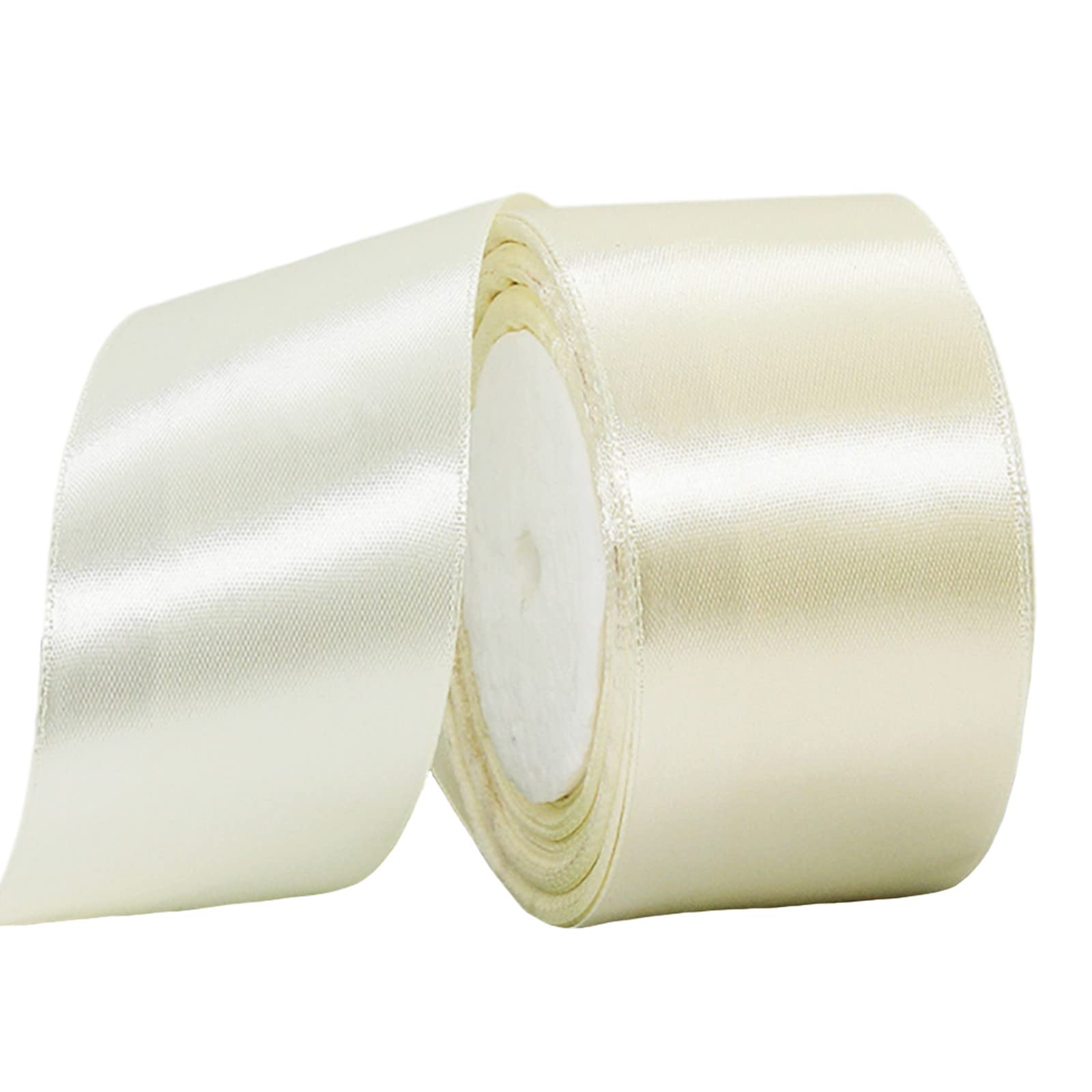 50mm Wide White Ribbon Thick Wedding Car Ribbon 22m, 2 inch Thick White Satin Ribbon for Gift Wrapping Wedding Car Christmas Birthday Cake Hair Bow Florist Bouquet Crafts Decorations — view 134