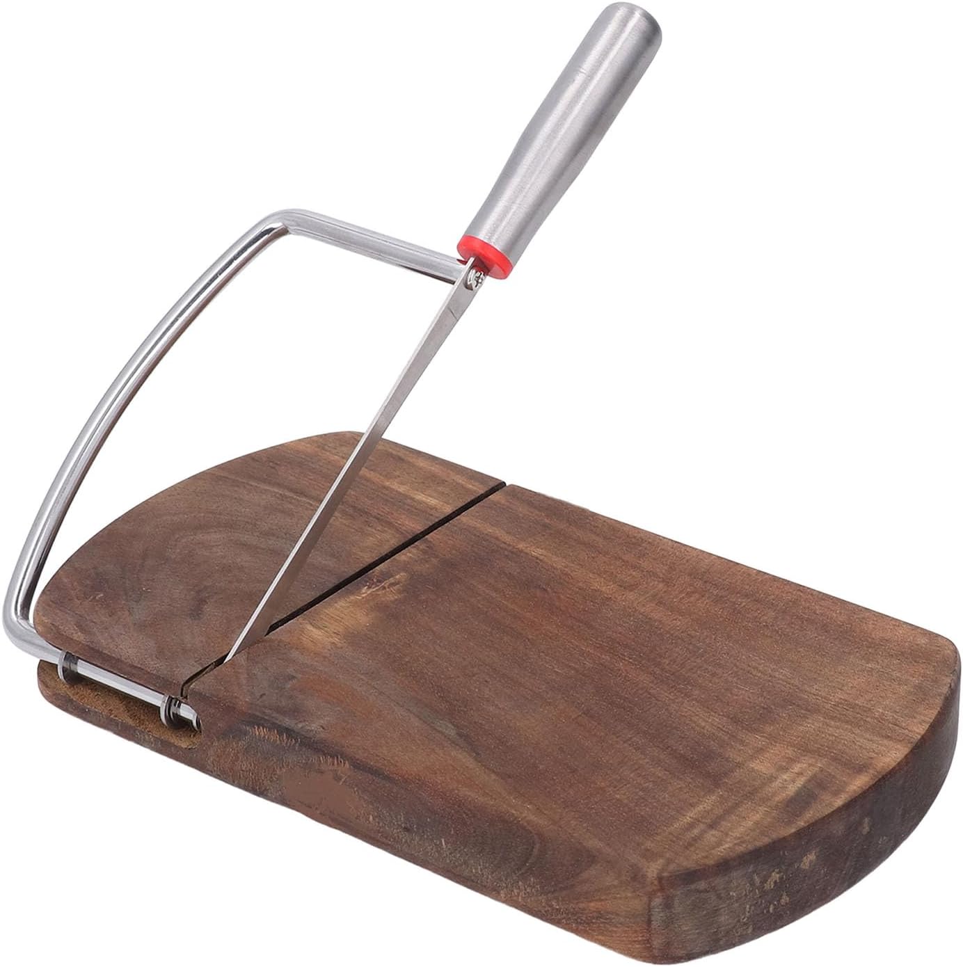 Solid Wood Cheese Cutter, Hardwood Board with Steel Wire Tool, Kitchen Implement for Food Preparation
