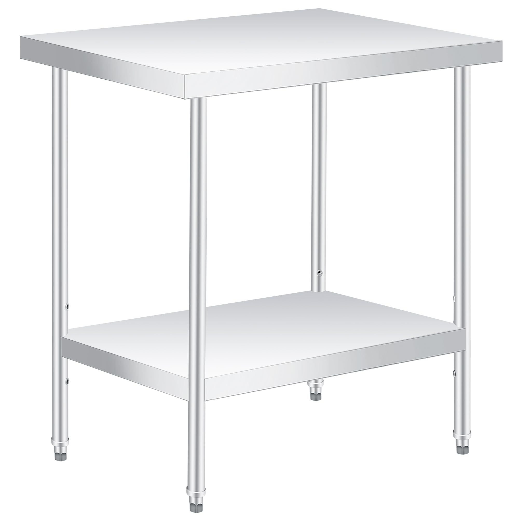 Stainless Steel Table, 30" x 24" Heavy Duty Worktable with Adjustable Undershelf, 2 Tier Metal Prep Table for Commercial Kitchen, Restaurant, Garages