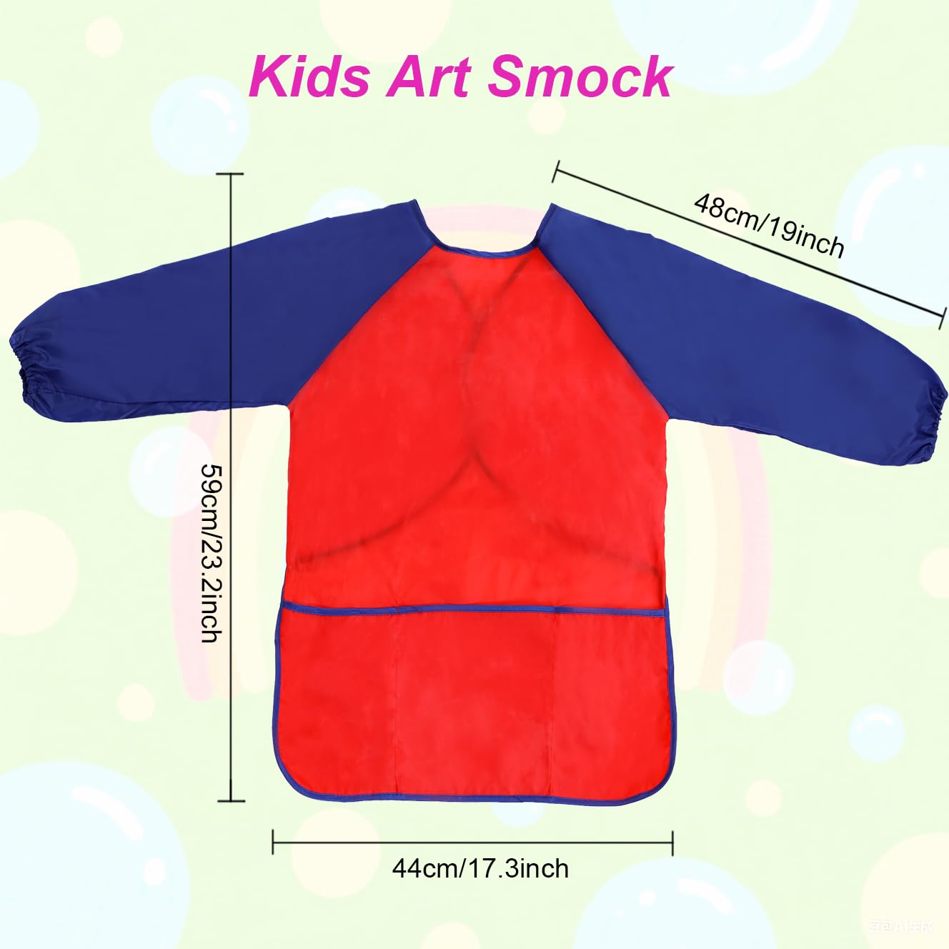 XIEJINJIA 12 Pack Kids Art Smock with Long Sleeve 3 Roomy Pockets Artist Children Play Aprons for Age 3-8 Painting Craft - Image 3