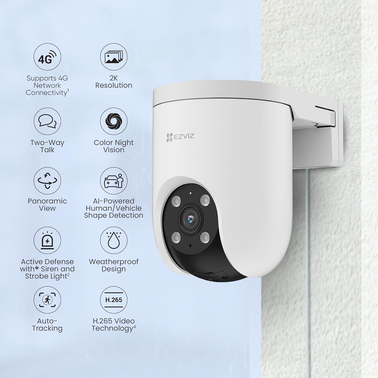 EZVIZ H8c 4G 2K Cámara de Seguridad WiFi para Exteriores Panorámica 350º Visión Nocturna