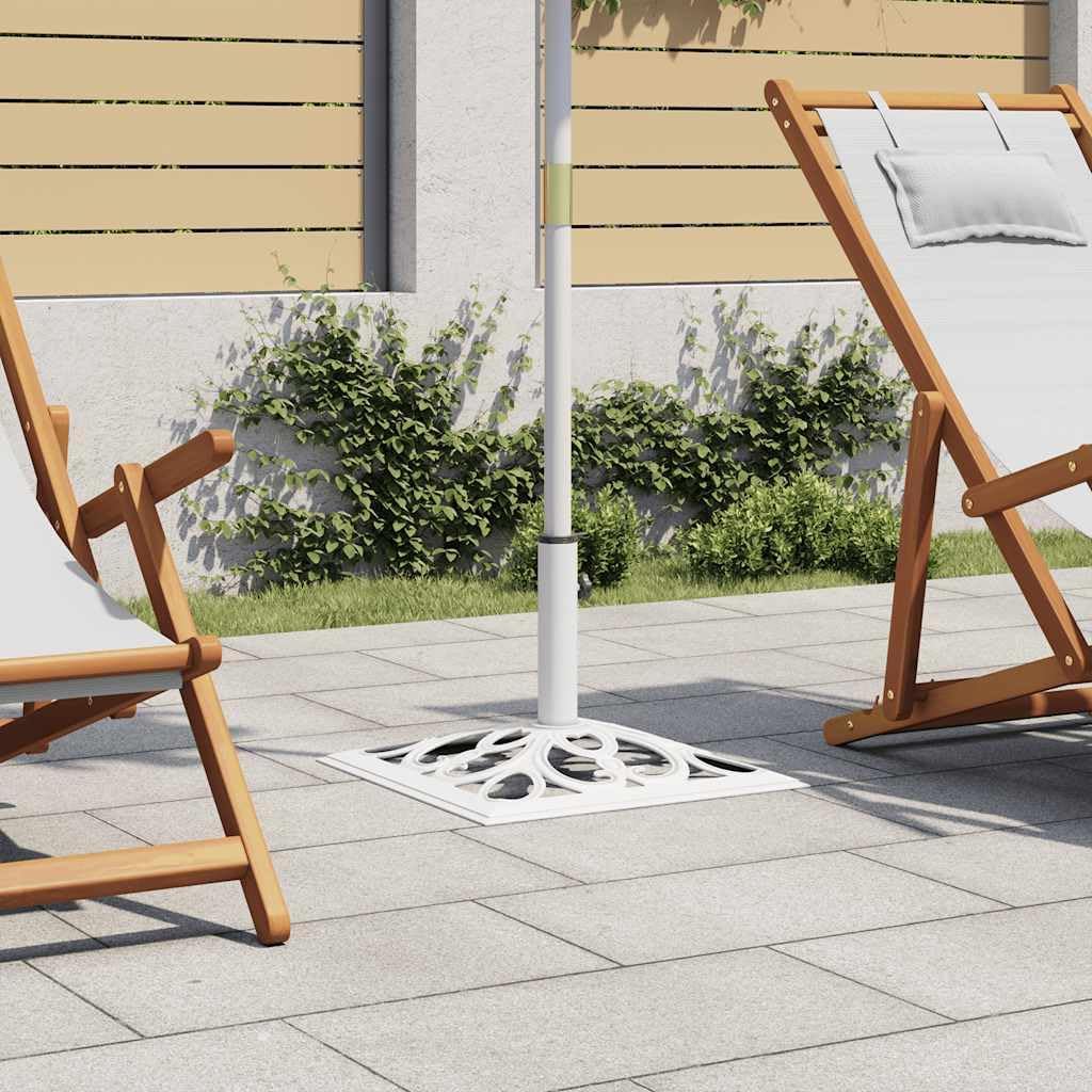 YAFF Elegant White Cast Iron Umbrella Base 26.5 lbs – Floral Design Durable Stability for Patio Garden Balcony – No Assembly Required Weather-Resistant Painted Finish