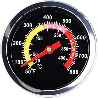 BBQ Thermometer 2-3/8" Oversized Dial, 50-800°F Smoker Thermometer Weatherproof with Easy Read Numbers - Grill Temp Gauge for Charcoal Grill & Meat Smoking Kit Includes Mounting Hardware