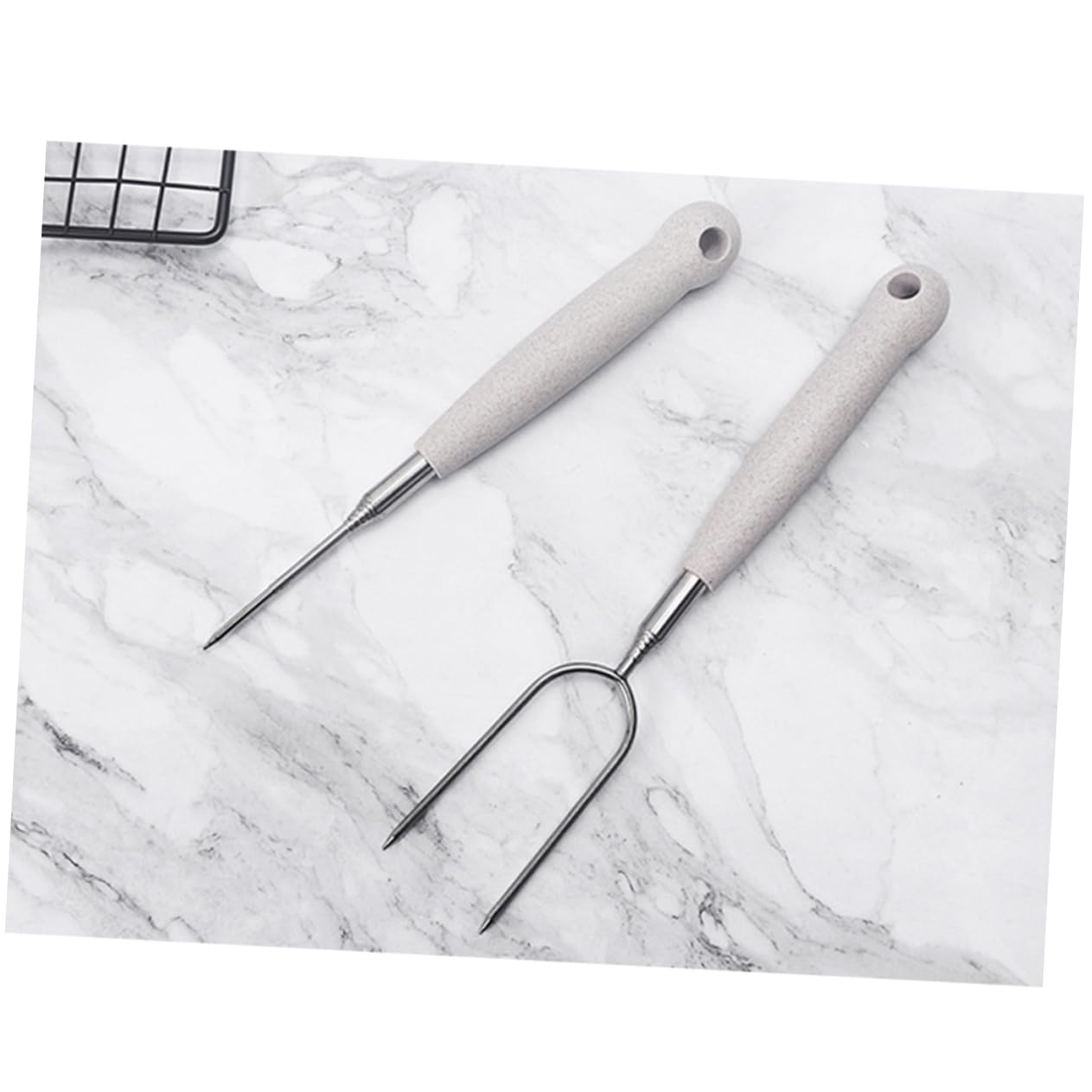UPKOCH 3 Set Forchette Da Bbq Inossidabile Forchette Per Grigliate Per Salsicce Hot Dog E Verdure 2 Pezzi*3