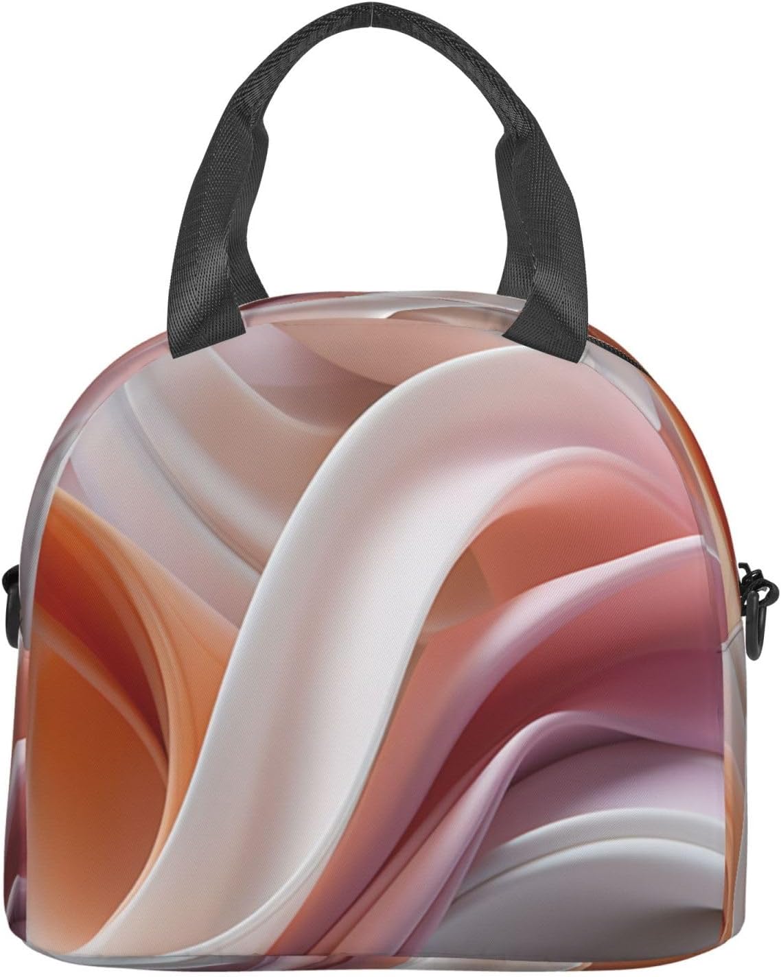 Gradient Color Design Print Reusable Lunch Bag Insulated Lunch Boxes for Office Work Picnic Tote Bag Adjustable