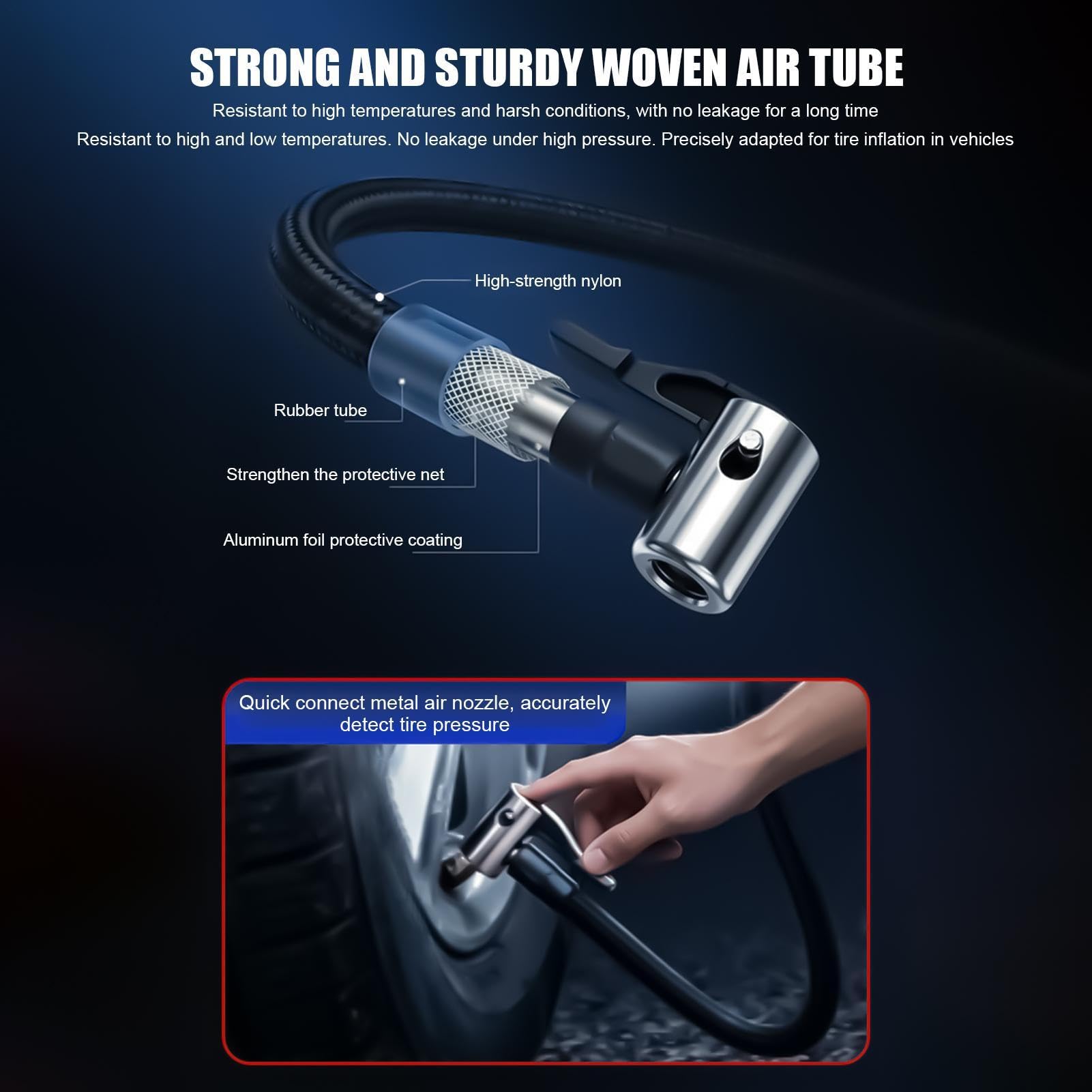 Inflator Luftpumpe Digitalanzeige mit LED-Leuchten Manometer | Auto-Luftpumpe, tragbar, für Fahrrad, Motorrad, Ball, Auto, LKW, SUV, Wohnmobil, Limousine, Zuhause, Reisen, Roadtrip