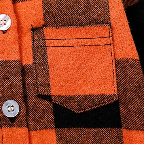 HAPPYMA Newborn Baby Boy Girls Plaid Outfit Flannel Romper Tops Infant Long Sleeve Button Down Plaid Casual Bodysuit Clothes4