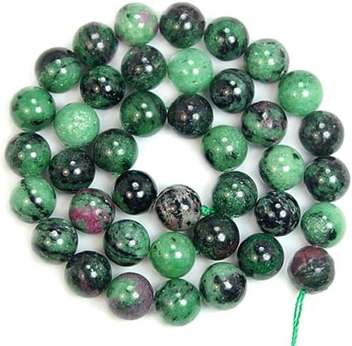 Miniatura 3 de Adabele - 2 hebras de piedras preciosas curativas de Anyolita verde rubí natural de zoisita de 2564 pulgadas (0.394 in), cuentas sueltas redondas