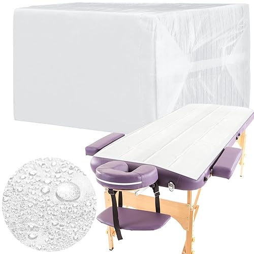 Breling 100 sábanas desechables de 31.5 x 71 pulgadas, sábanas de mesa de masaje, tela de spa no tejida, impermeable, a prueba de aceite, accesorios
