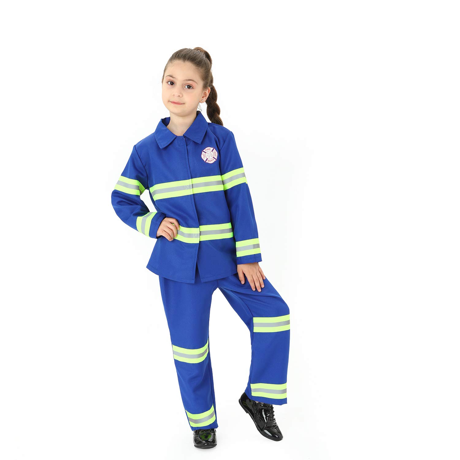 Sincere Party Children's Firefighter Fancy Costume True Hero Blue Fire Fighter Outfit For Kids 3-5years