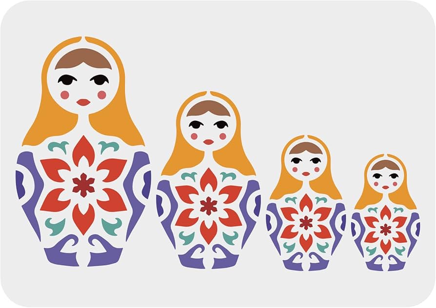 Amazon.com: FINGERINSPIRE Nesting Dolls Stencil 11.7x8.3 inch Russian Nesting Doll Stencil Plastic 4 Sizes Nesting Doll Pattern Painting Stencil Reusable Decor Stencil for DIY Projects and Crafts set-of-russian-traditional-nested-dolls-matryoshka-black-and-white-illustration-template-for-style-design-royalty-free-svg-cliparts-vectors-and-stock-illustration-image-118192750