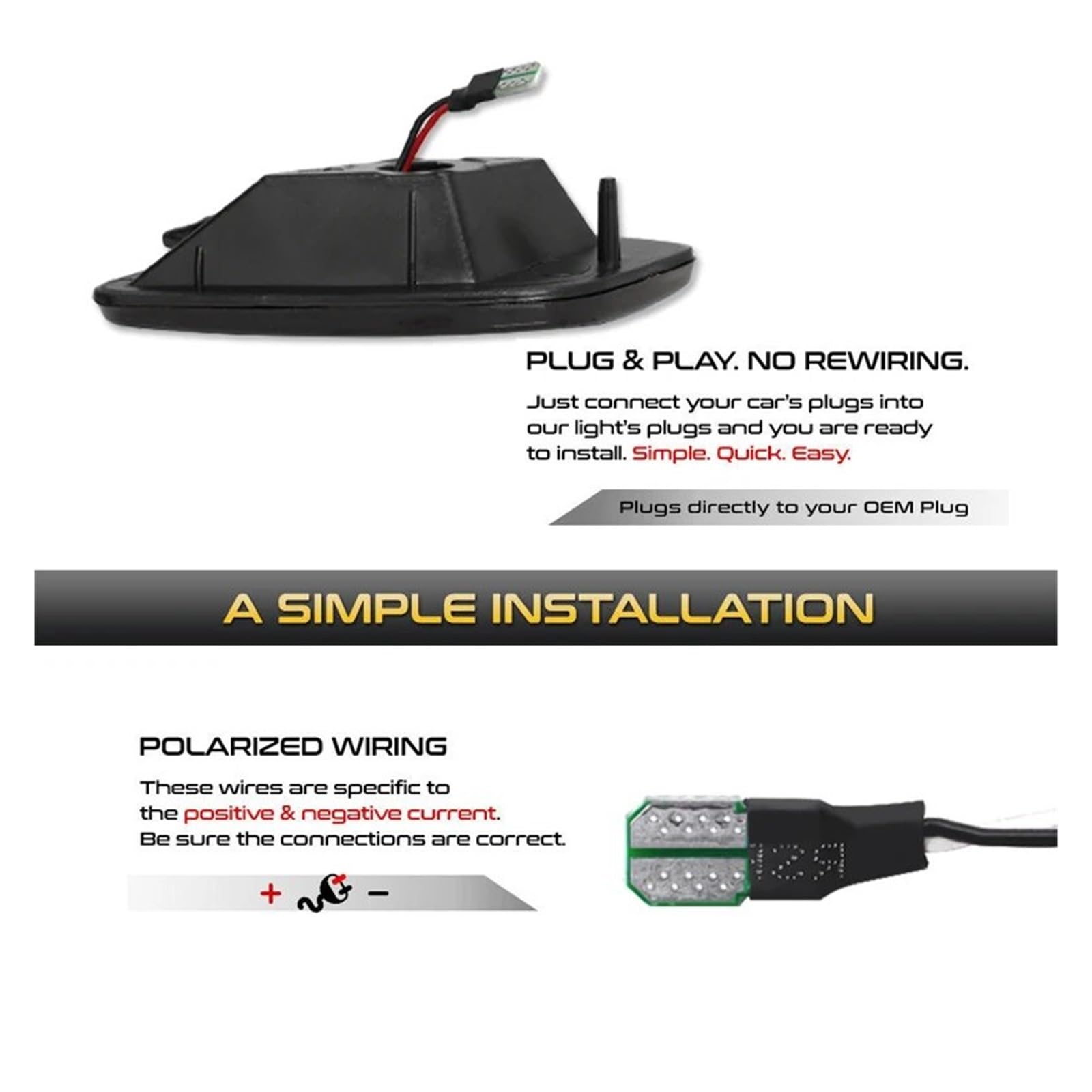 Clignotant Latéraux pour Jeep pour Wrangler TJ 1997-2006 Feu De Position Latéral À LED Clignotant Avant Ambre Lentille Transparente Et Fumée Clignotant De Voiture