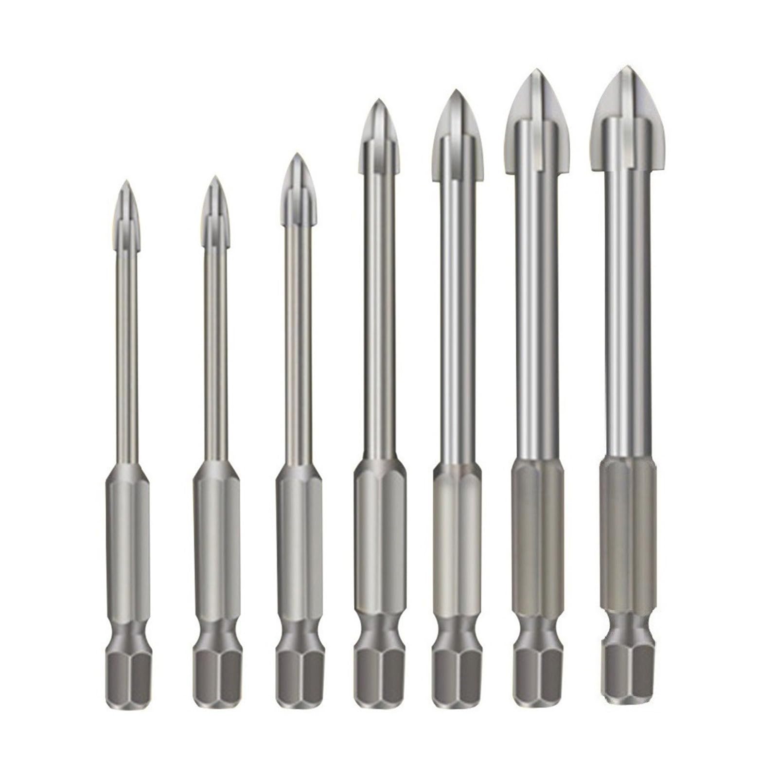 7 Uds brocas de 3-12mm herramienta de perforación Universal eficiente conjunto de brocas de carburo cementado cruzado multifuncional herramientas eléctricas