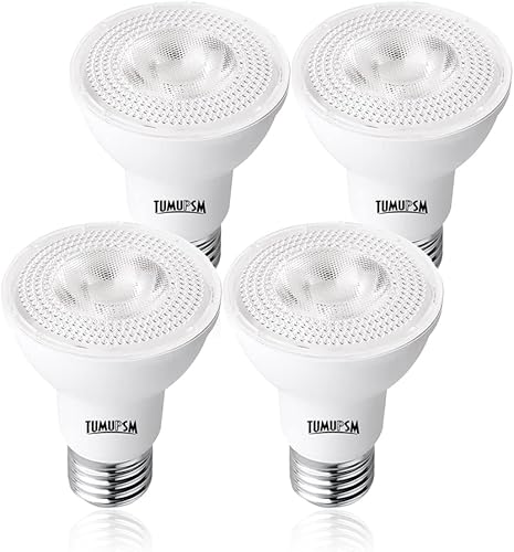PAR20 Bombilla LED de luz blanca de día 5000 K regulable, luz de inundación, 7 W  60 W, halógeno E26, 600 lm, 4 unidades