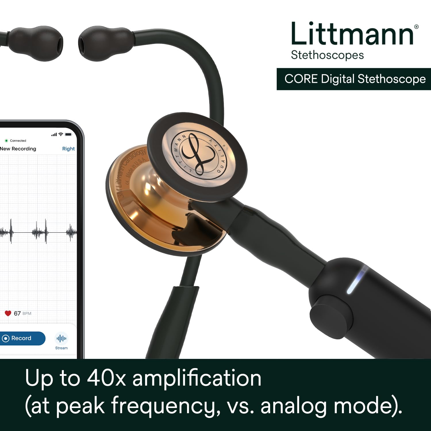 3M Littmann Stéthoscope numérique CORE Edition Cuivre Brillant 69 cm 8863