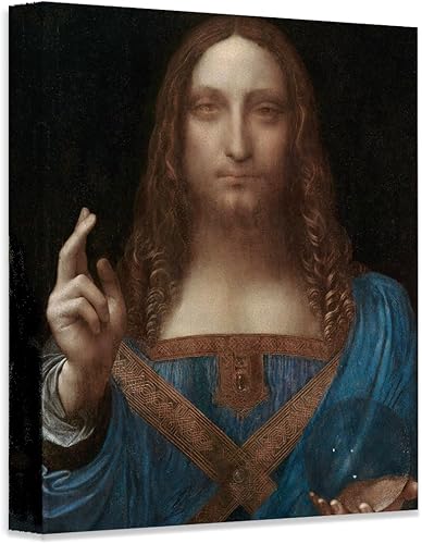 Miniatura 6 de Salvator Mundi - Póster enmarcado de 11 x 14 pulgadas, retrato cristiano de Leonardo da Vinci, pintura al óleo, Jesucristo Salvador del mundo. Obra