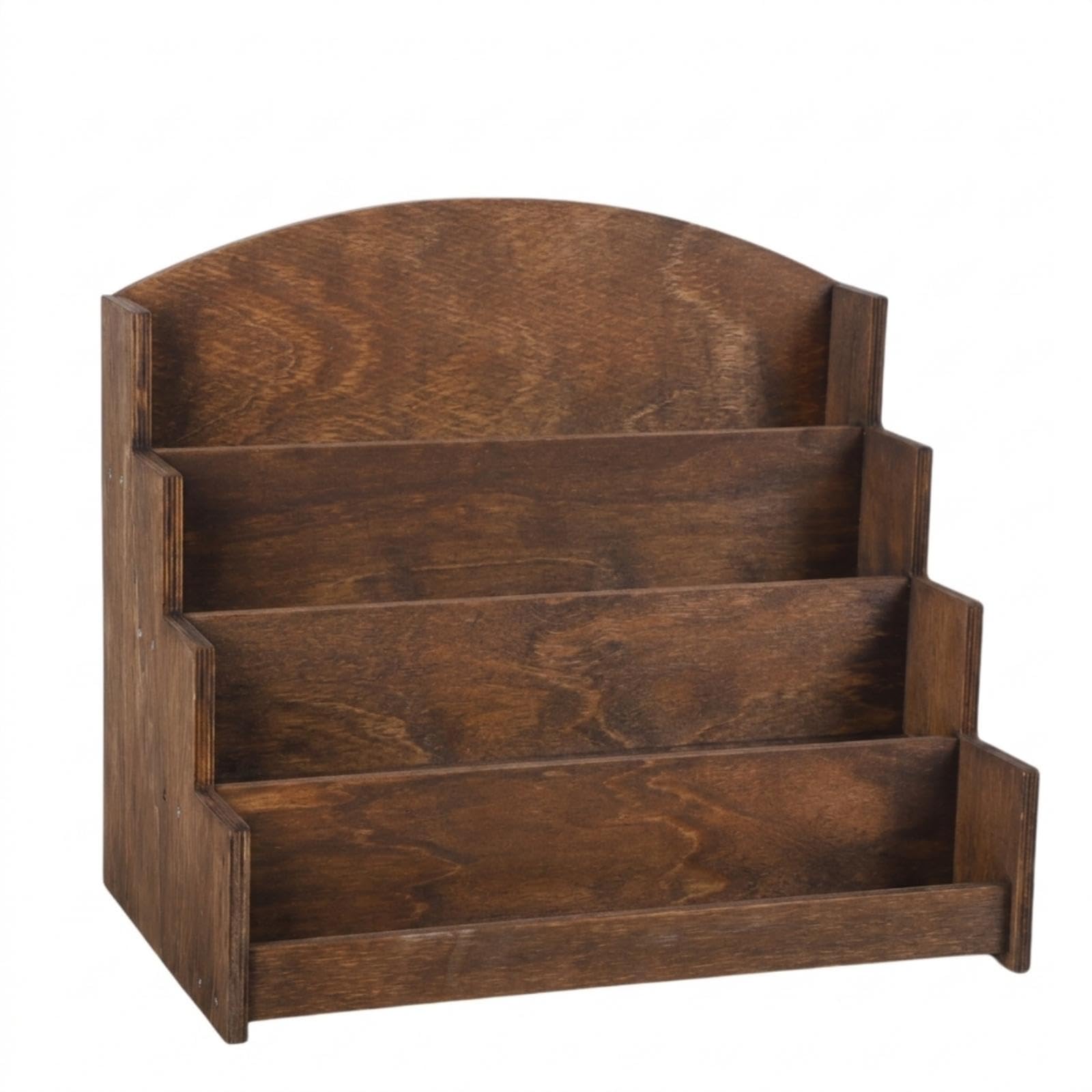 Magazine Rack with Arched Back Wooden Stepped Display Shelf Multi-Tier Postcard Display Rack for Teachers, Collectors, Office, Classroom, Retail Shop Dark Brown-picture-23