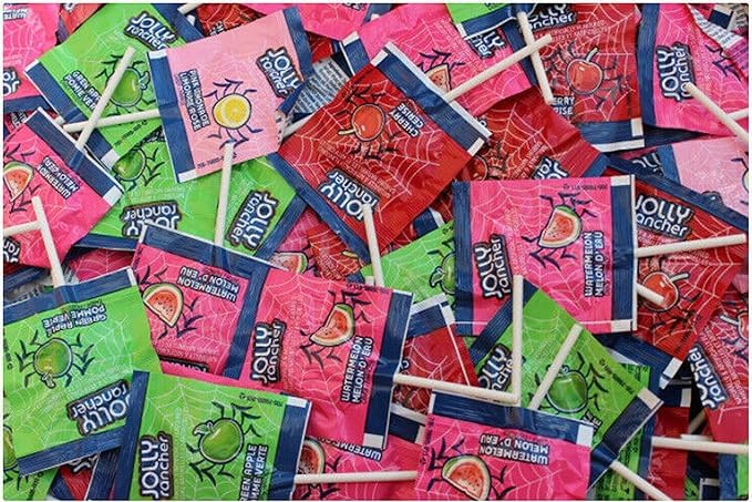 Halloween JollyRanchr Flat Lollipops – Assorted Fruit Flavors, 150 Count Bag (34.2 oz) – Party Favors, Trick-or-Treat Candy, Halloween Gifts
