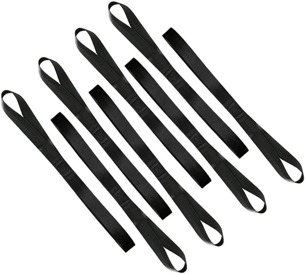 Heavy Duty 1,200lb. Workload Soft Loop Tie Down Straps for Towing or Trailering ATV, UTV, Motorcycle, Lawn Garden Equipment (Set of 8) (18 Inches, Black)