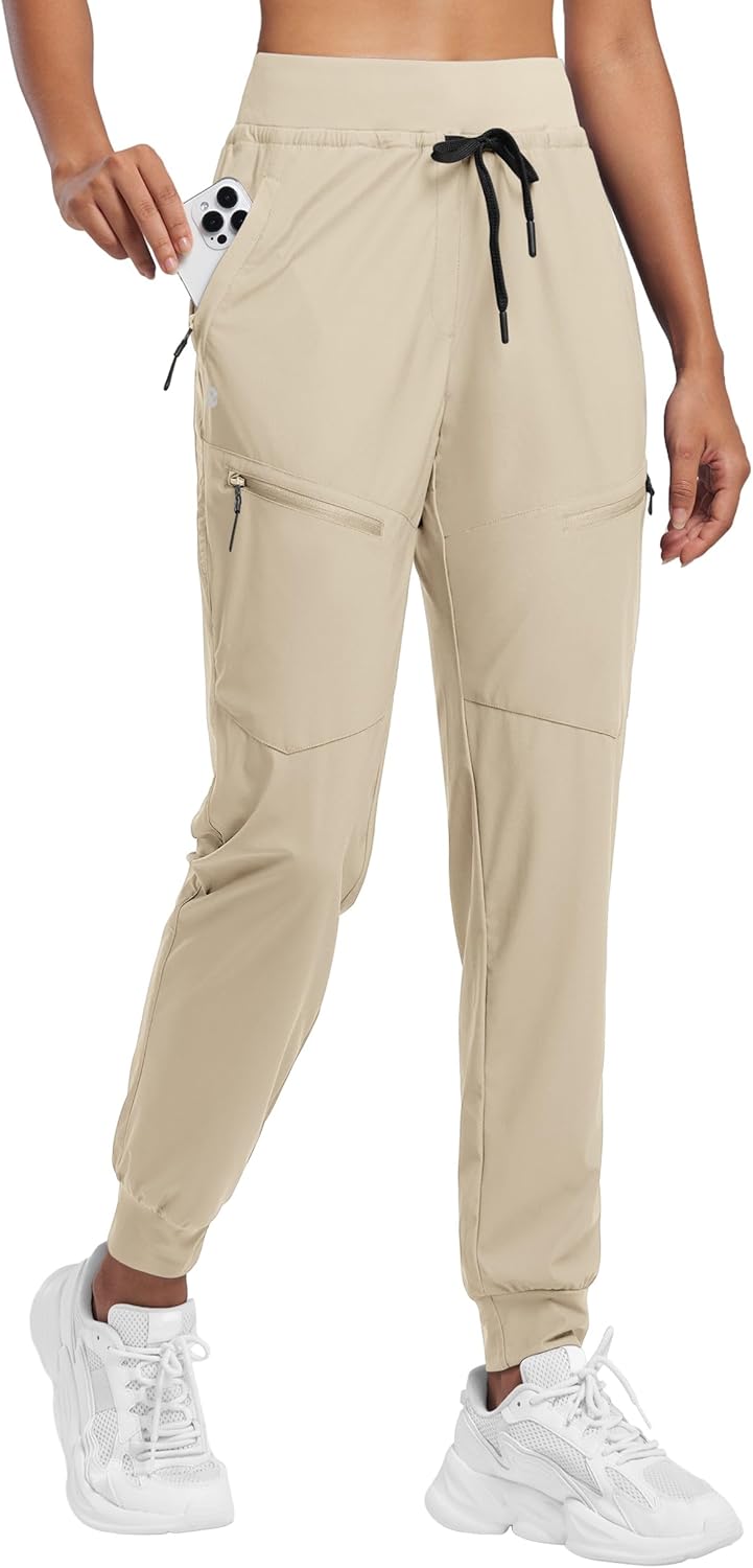 Willit Women's Joggers Lightweight Hiking Pants Quick Dry Travel Athletic Track Pants Zipper Pockets UPF 50+