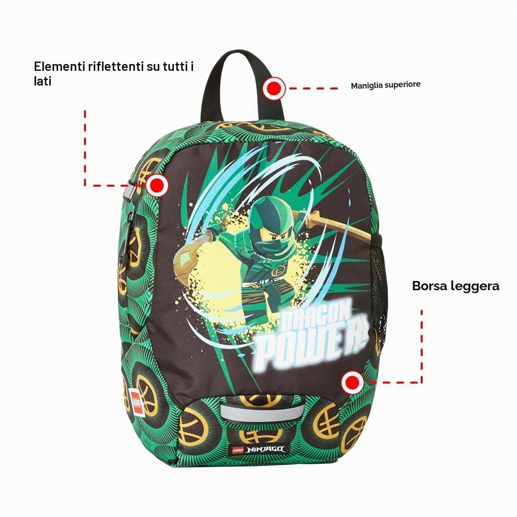 LEGO® – Zaino unisex per asilo – LEGO® o Ninjago – Zaino leggero – Riflettori su tutti i lati – 3 – 6 anni