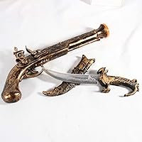 Vista 5 de Juego de espada pirata y pistola de juguete con funda, daga de plástico para niños, accesorios de disfraz de Halloween