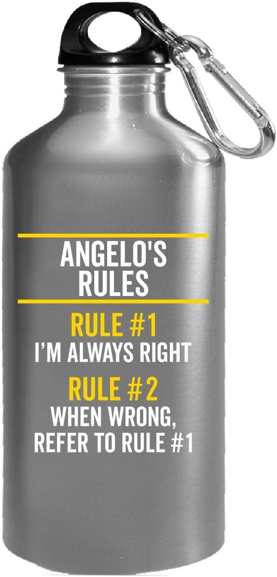 Sierra Goods Angelo Rules Always Right First Name Pride Funny Gift - Water Bottle