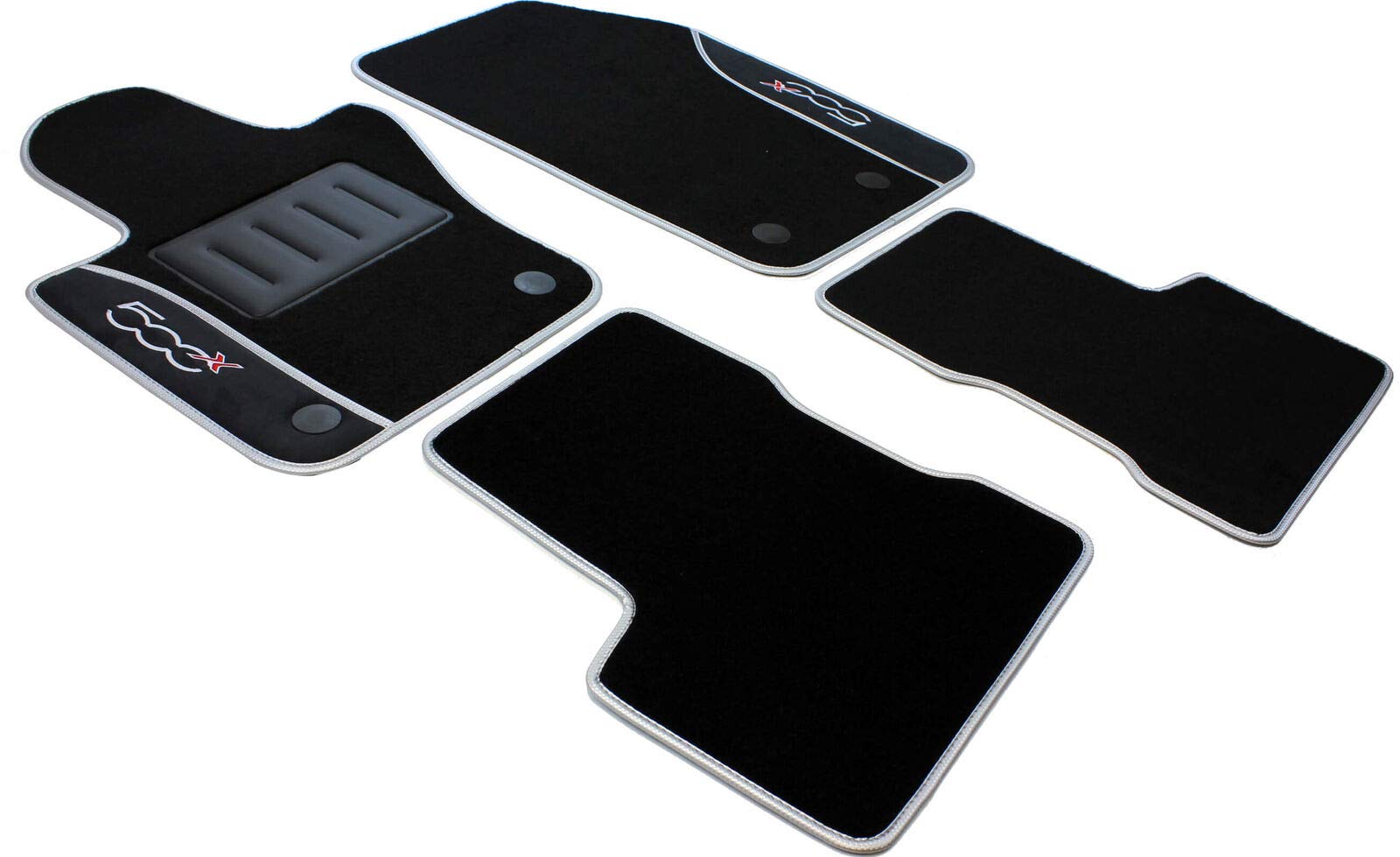 COLOR0000008A, Tappeti auto moquette antiscivolo, Su misura, 2 Ricami, Argento