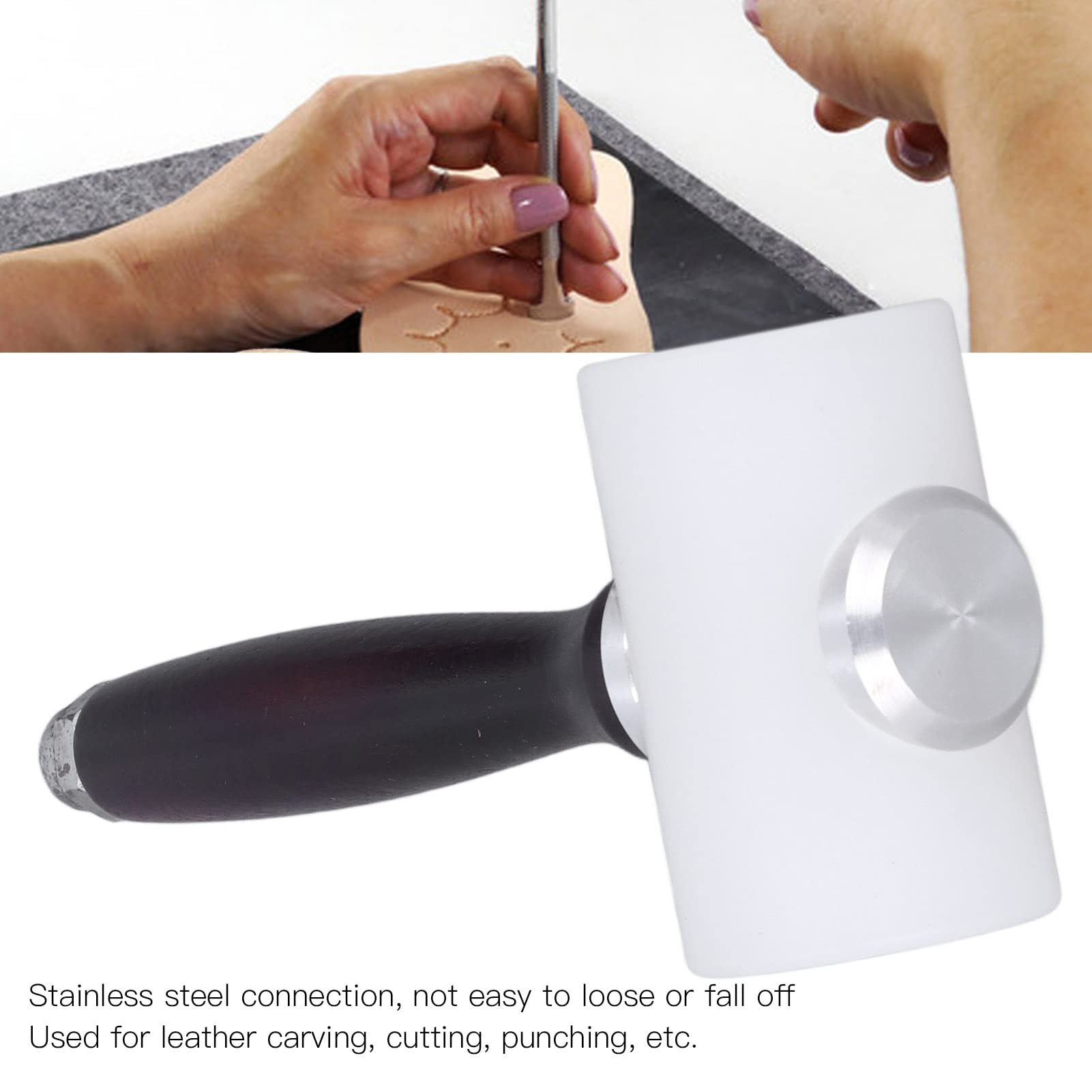 Marteau à Découper Cuir En T - Maillet Maroquinerie Nylon Et Bois, Outil Bricolage Cuir