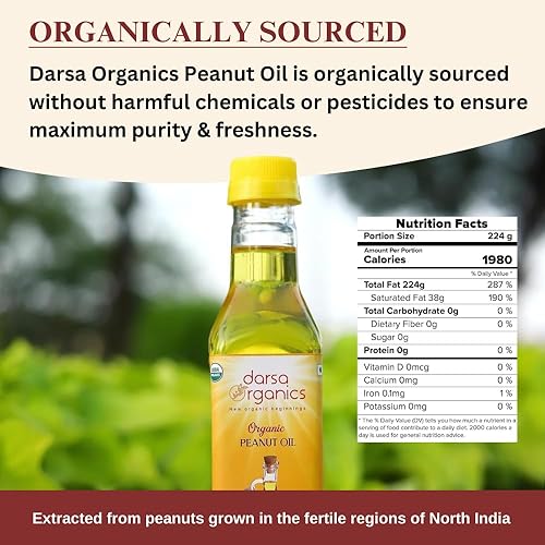 Miniatura 2 de Darsa Organics Aceite de maní prensado en frío (16.9 fl oz) 16.9 oz  Aceite de maní orgánico para freír, cocinar, aceite para el cabello y