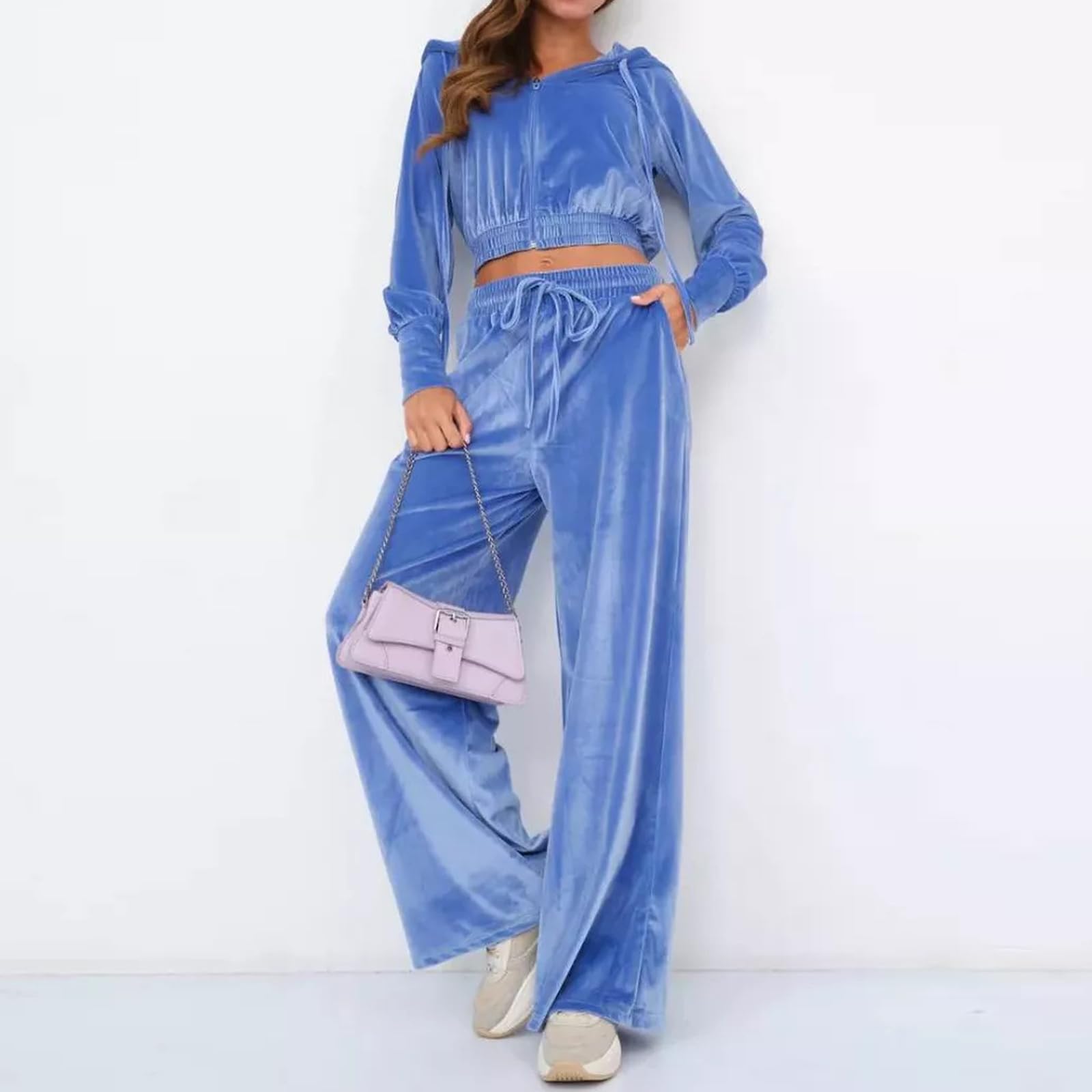 Atuendo Mujer Trabajo Cintura del Imperio Caer Tops Y Pantalones Manga Larga Clásico Encapuchado Cremallera