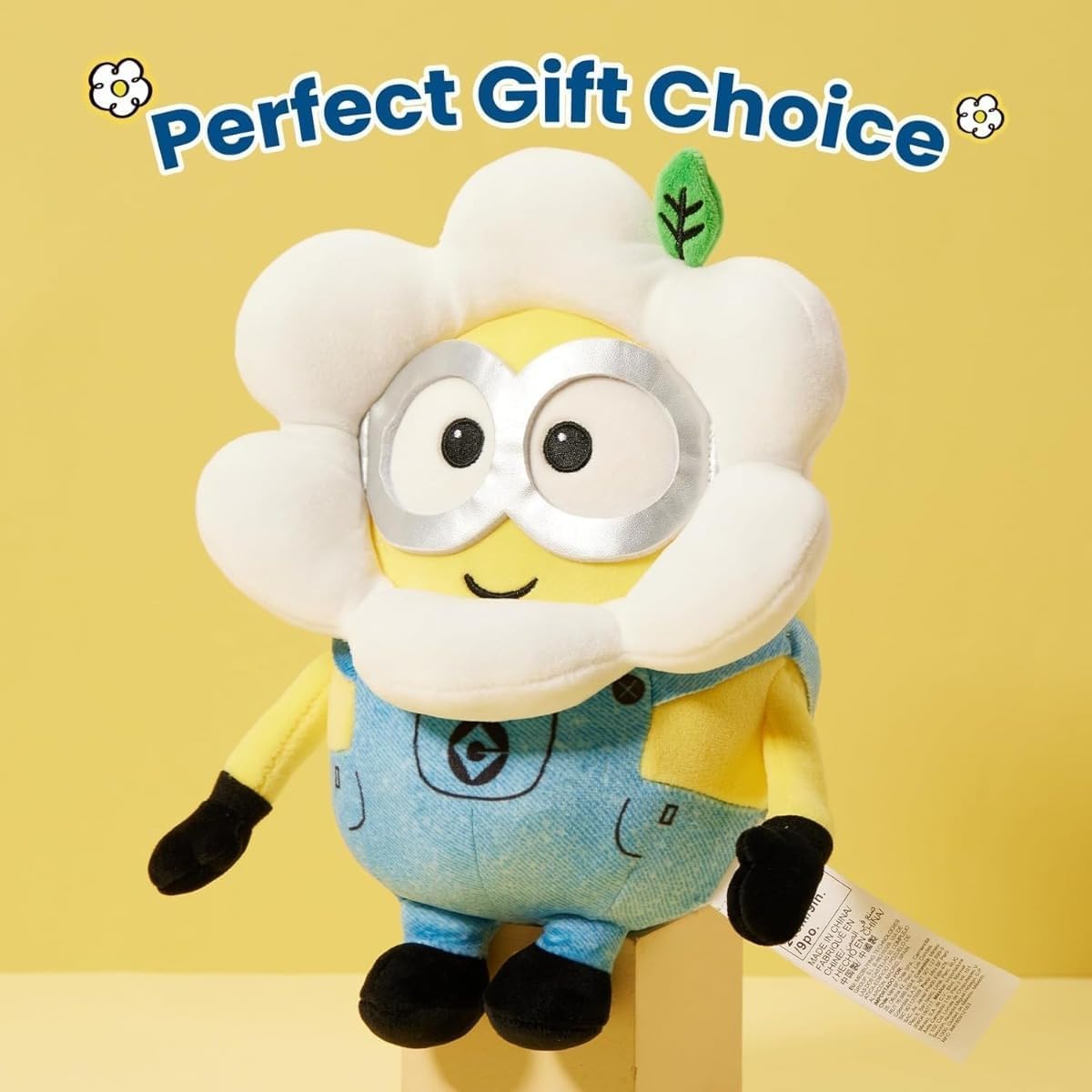 MINISO Minions Floral Design Plush Doll 9 Inch, Soft Stuffed Animal with Flower Headpiece, Huggable Stuffed Animals for Kids, Kawaii Plushies Birthday Gift for Toddler Boys Girls Room Decor