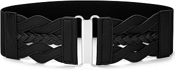 SANSTHS Vintage Stretchy Belt for Women, Womens Wide Elastic Belts for Dresses Coats, Fashion Womens Belts with Gold Buckle