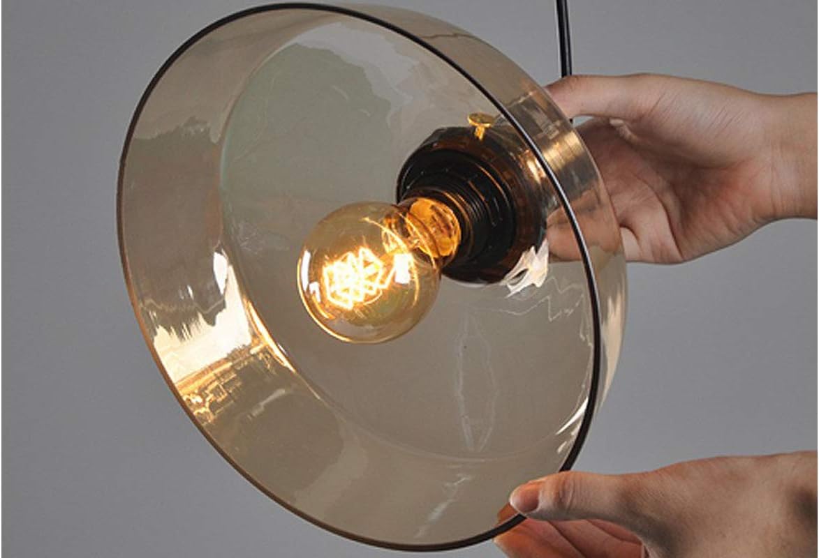 L-Type Track Lighting Pendants Restaurant Chandelier Dome Brown Glass Lampshade with Bronze E26 Socket Lightolier Compatible Track Light Industrial Customizable Hallway Gallery,1 Light