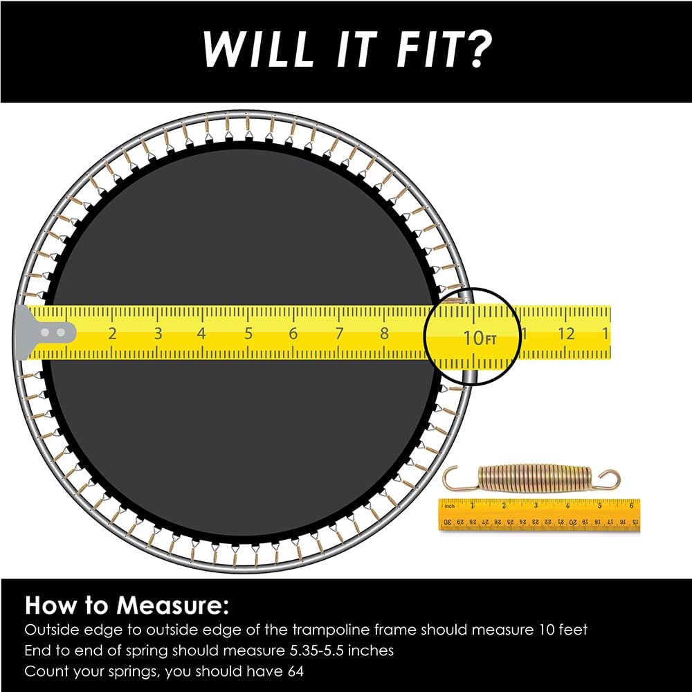 Trampoline Parts CO Universal Round Trampoline Jump Mat Replacement, Fits 8 FT 10 FT 12 FT 14 FT Round Trampoline Frame, 72, 80 V-Rings, Durable, Weather Resistant, Fits Jumpzylla Trampolines