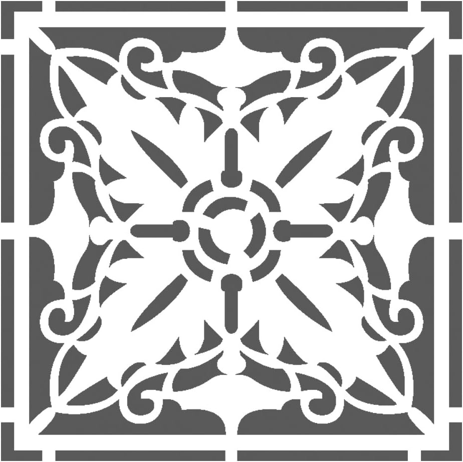 Wall Stencils Damask Tile Stencil for DIY Decor Faux Reusable Template V0034 (X-Large)