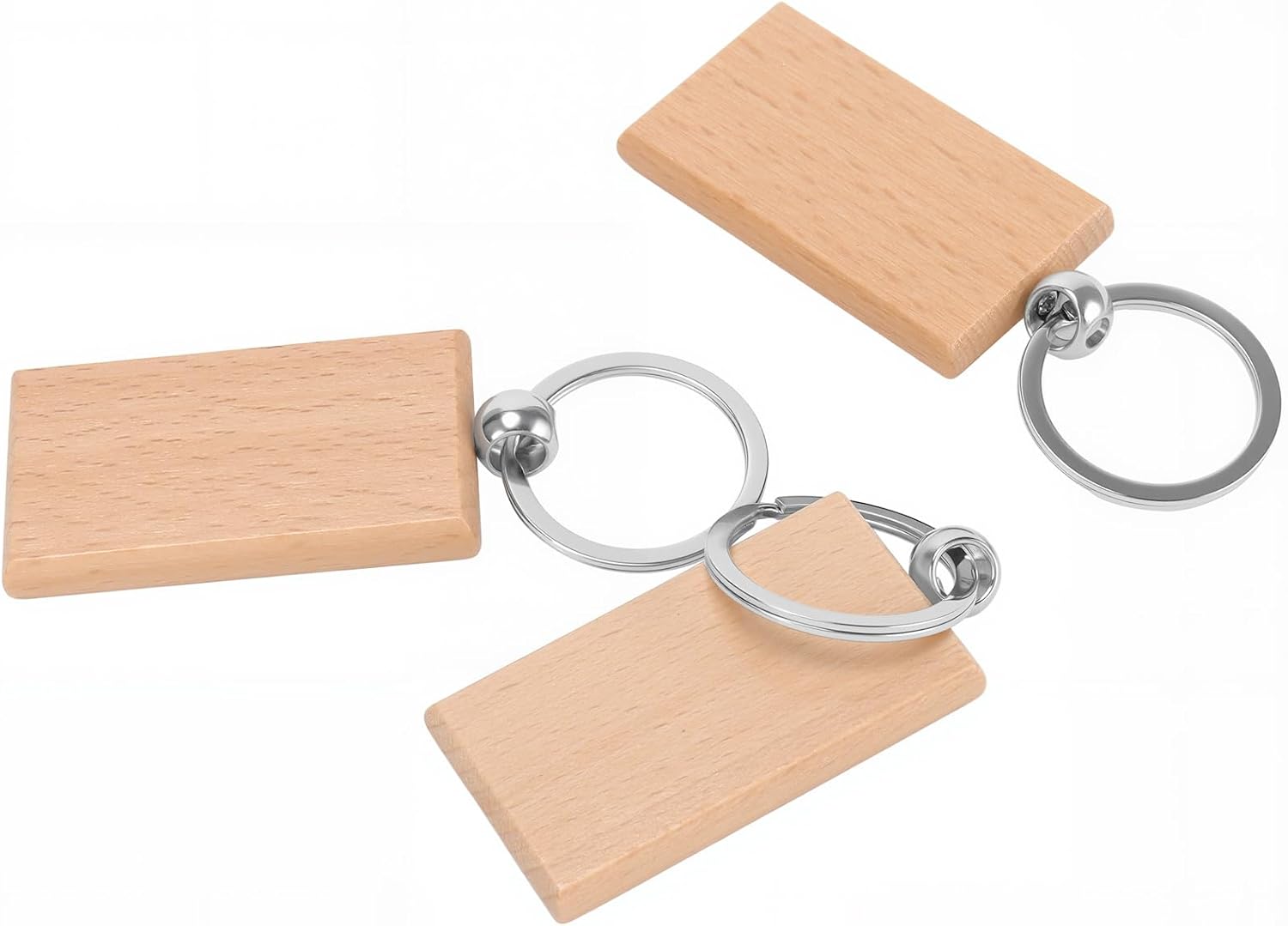Rectangle Wood Keychain Blanks, 60 Pieces, Unfinished Wooden Key Ring for Engraving, DIY Gift Craft - Image 6