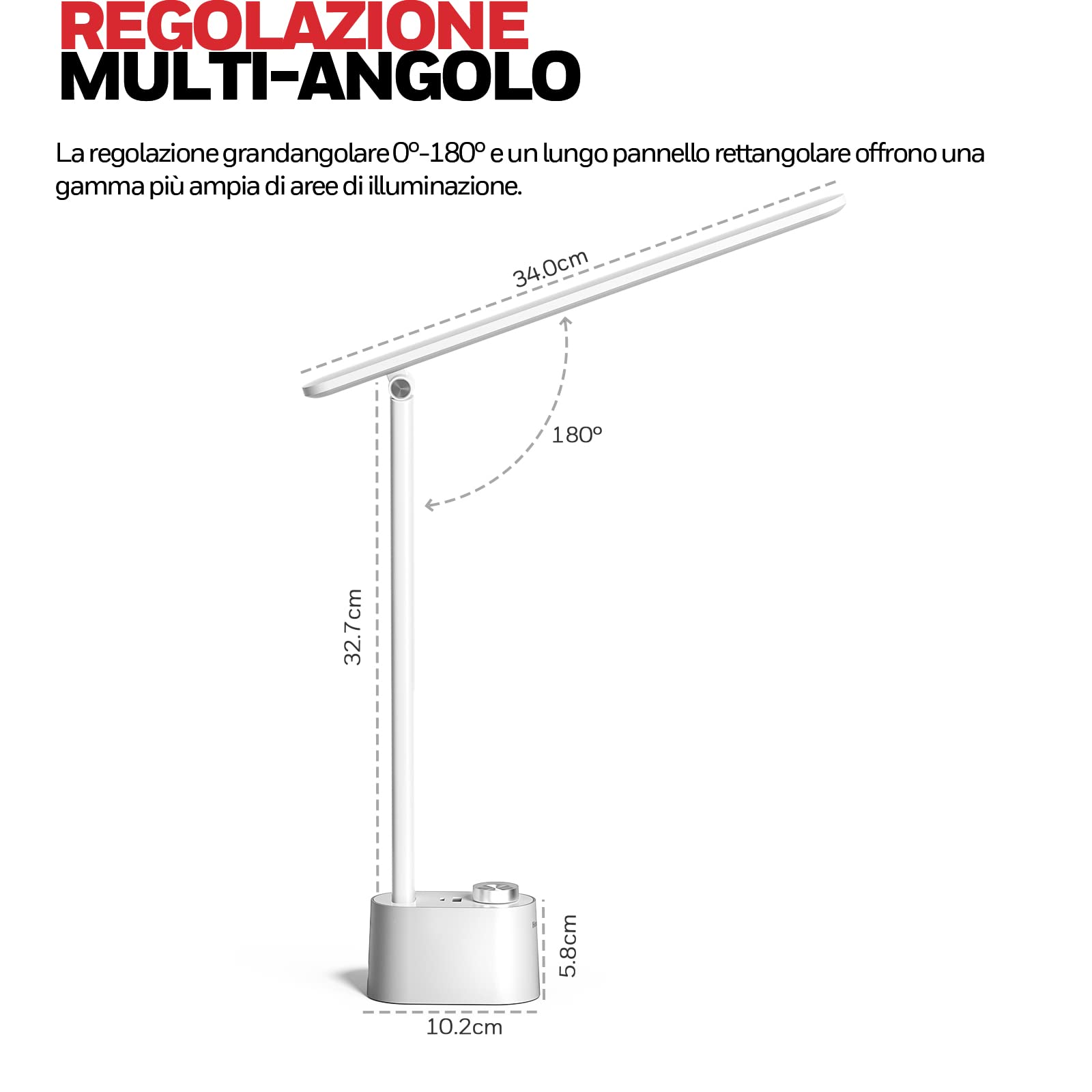 Honeywell lampara escritorio con puerto de carga USB - Escritorio LED flexo regulable para el cuidado de los ojos para la oficina en casa, lámpara de mesa pequeña portátil plegable trabajar, HWT-H01