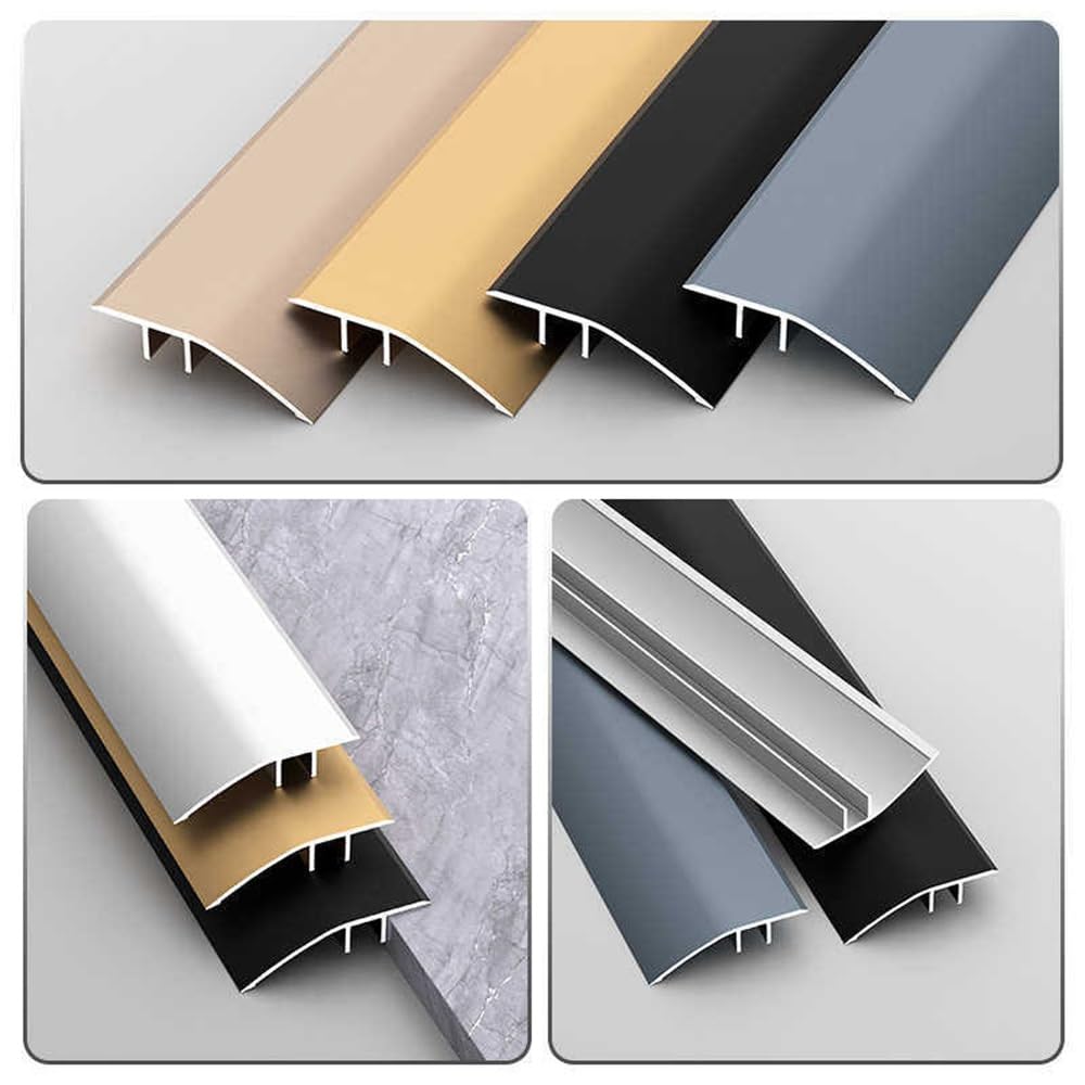Listwa przejściowa podłogowa Aluminiowe listwy wykończeniowe Próg redukcyjny do podłogi/drzwi/dywanu/płytki, wysoki spadek(White,5ft(150cm))