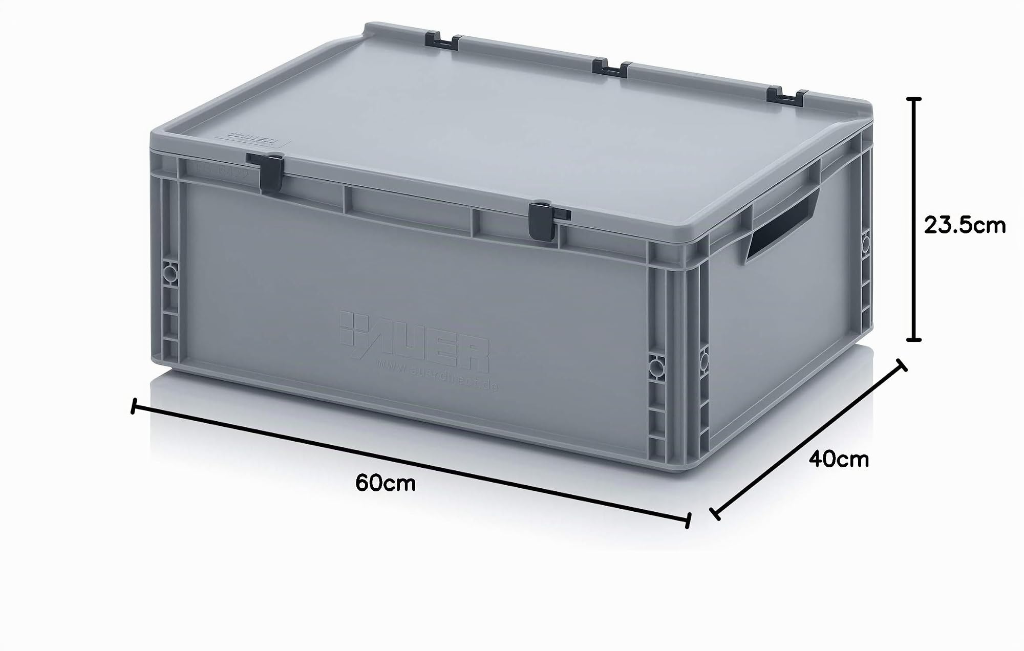 Auer Packaging Eurobehälter-Eurobox 60 x 40 x 23,5 cm mit Scharnierdeckel * Plastikbox Lagerbox ED 64/22 HG 60x40x22 60x40x23,5