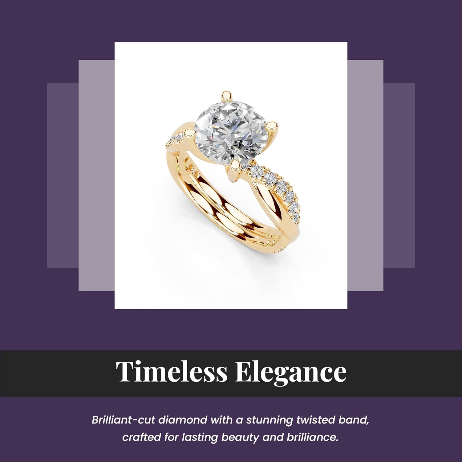 1-5 Carat 14K 18K Gold Platinum 925 Silver Twisted Style Round Cut Lab Grown Diamond Ring, Engagement, Anniversary, Wedding, IGI Certified, Promise Rings for Women (1-5 Ct, F-G Color, VS1-VS2 Clarity)