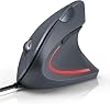 TECKNET Wired Ergonomic Mouse, 6400DPI Wired Vertical Mouse 6-Button Silent Mouse with 4 Adjustable Levels DPI, 1.5 m USB Cable Optical WiredMouse for Laptop, PC, Mac,Grey