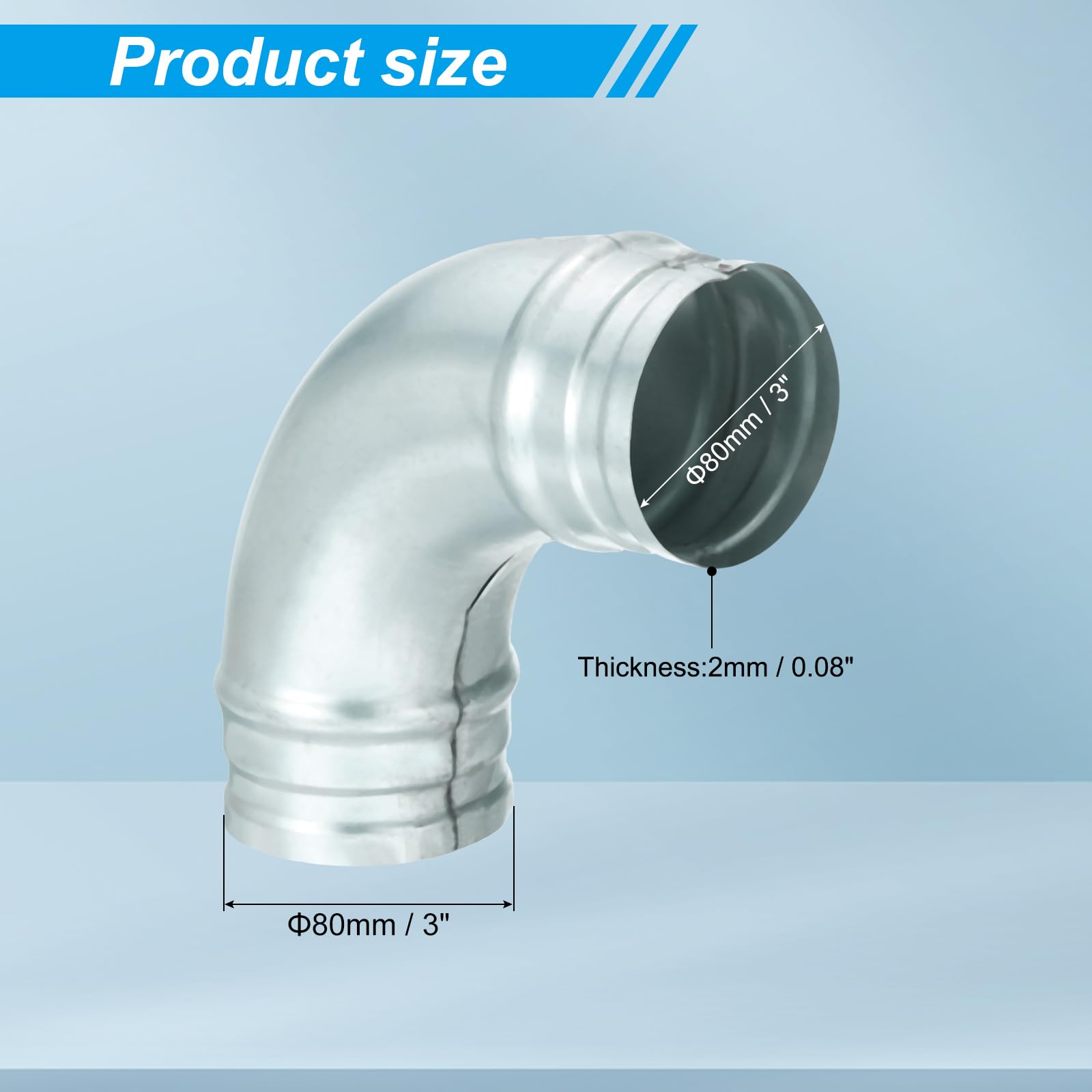 PATIKIL 3 Inch 90 Degree Duct Connector - Image 2