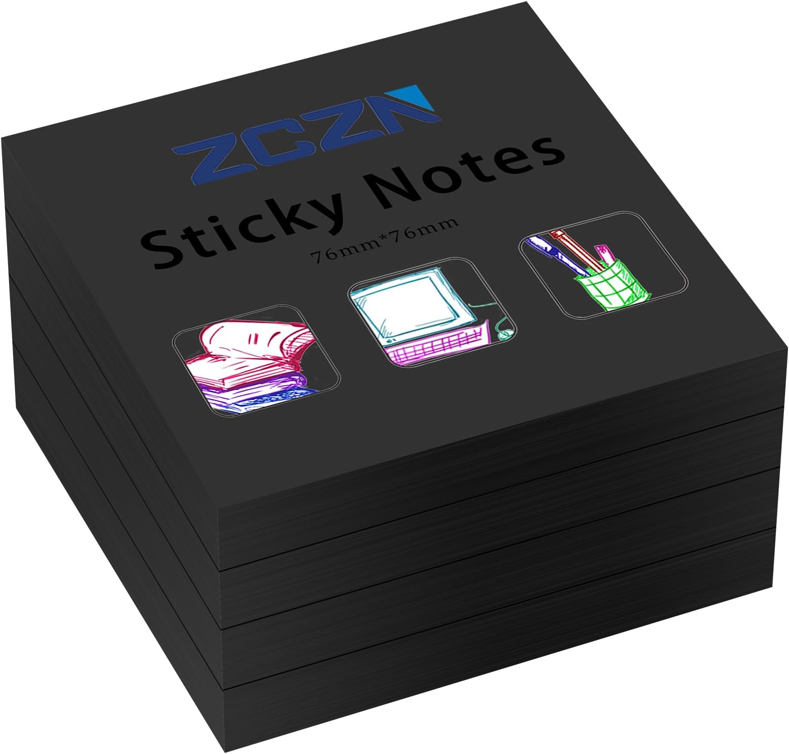 Black Sticky Notes,3 x 3 in,100 Sheets/Pad,4 Pads/Pack